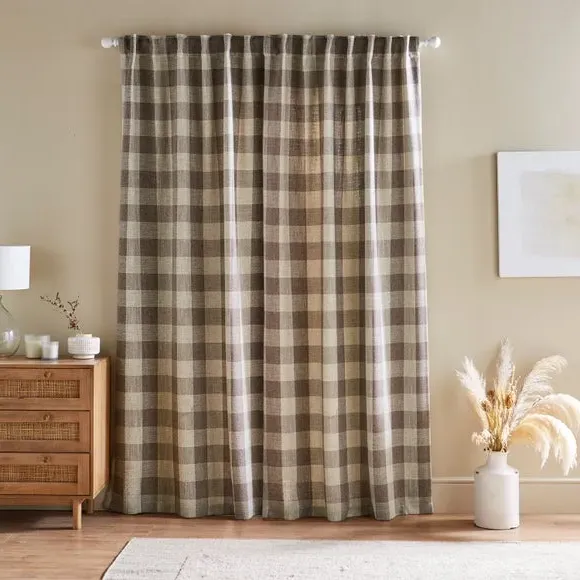 Check Tab Top Curtains Unlined - Fawn, Polyester