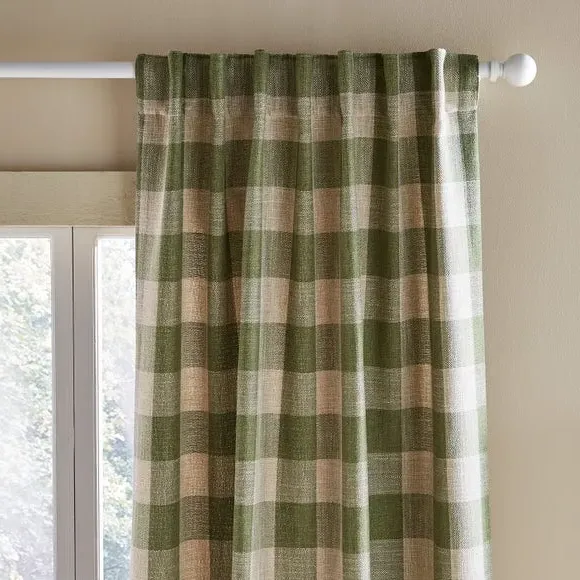 Check Tab Top Curtains Unlined - Olive, Polyester