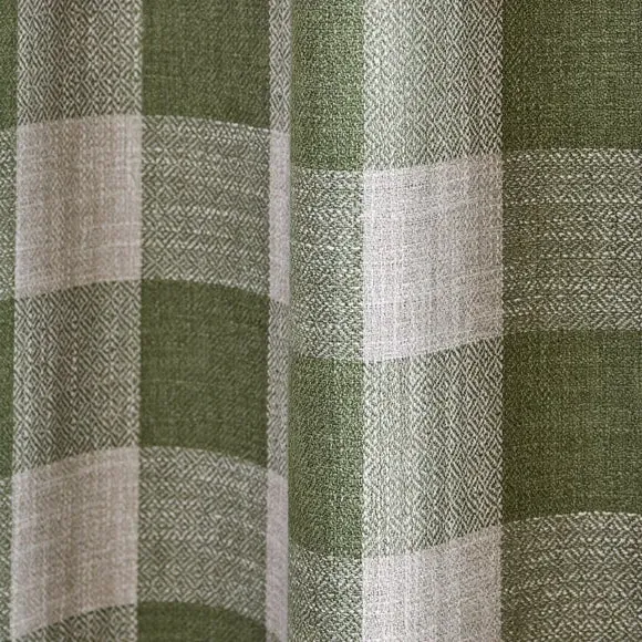 Check Tab Top Curtains Unlined - Olive, Polyester