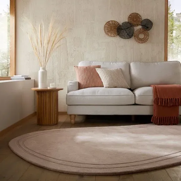 Curved Rug Handcrafted - Pebble, New Zealand Wool image