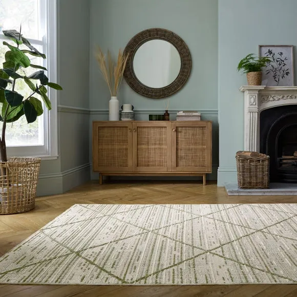 Diamond Tufted Washable Rug - Green, Cotton image