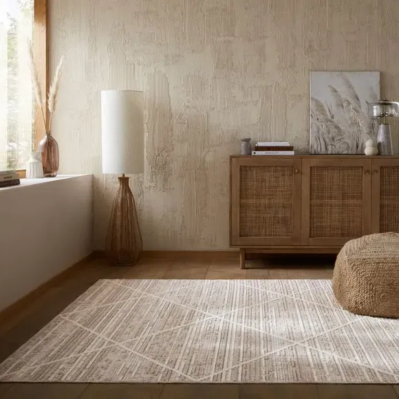 Diamond Tufted Washable Rug - Natural, Cotton