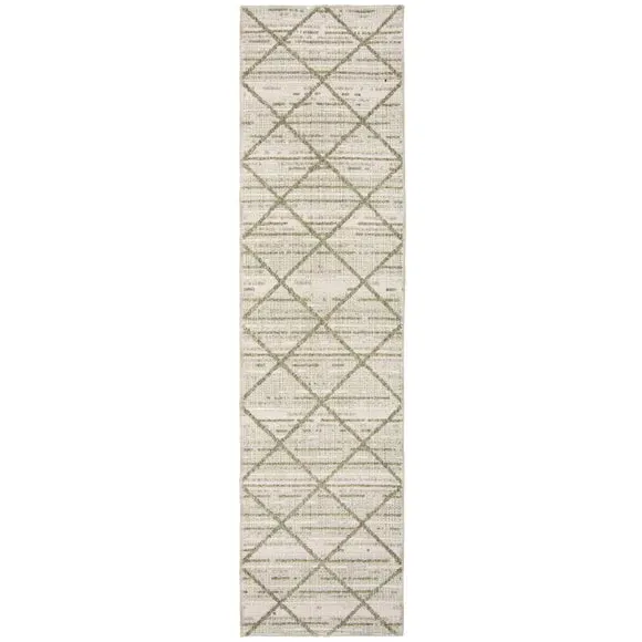 Diamond Tufted Washable Runner - Green, Cotton