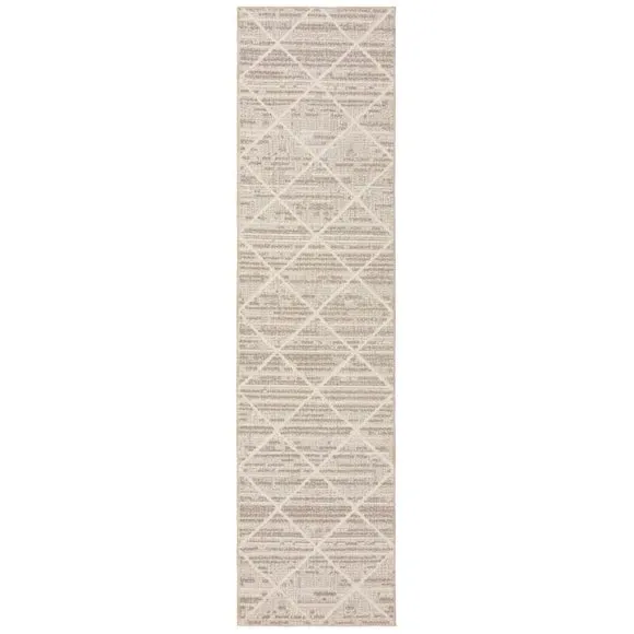 Diamond Tufted Washable Runner - Natural, Cotton