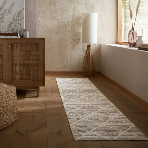 Diamond Tufted Washable Runner - Natural, Cotton