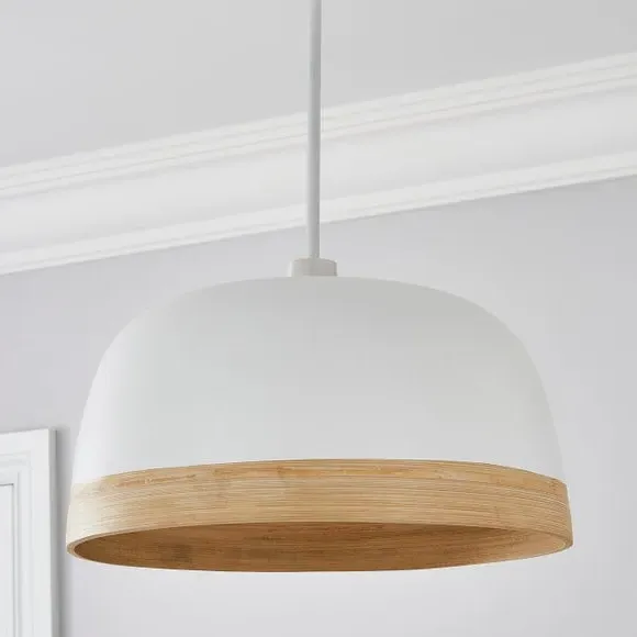 Dome Pendant Shade Easy Fit - White, Bamboo