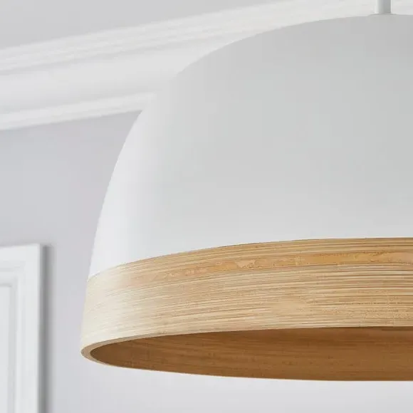 Dome Pendant Shade Easy Fit - White, Bamboo