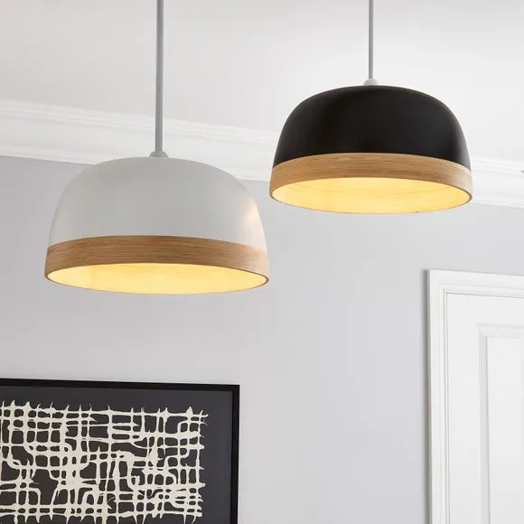 Dome Pendant Shade Easy Fit - White, Bamboo