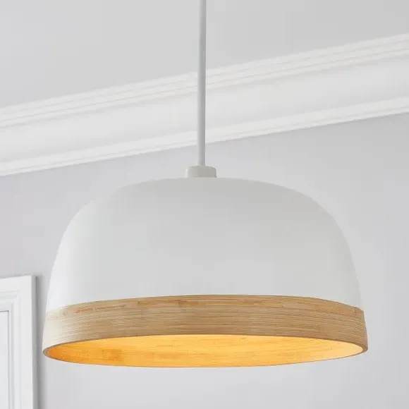 Dome Pendant Shade Easy Fit - White, Bamboo image