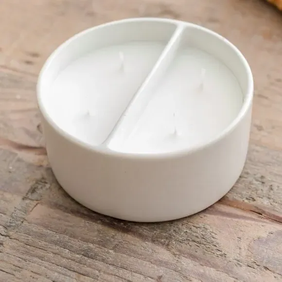 Dual Wick Candle Yin Yang Design - White Ceramic