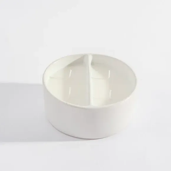 Dual Wick Candle Yin Yang Design - White Ceramic