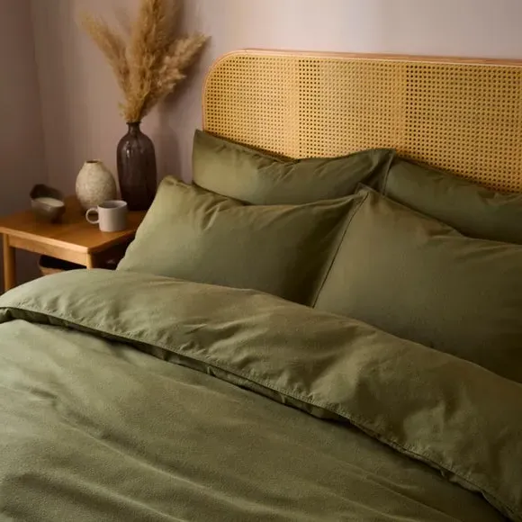 Duvet Cover Set with Pillowcase - Olive, Cotton