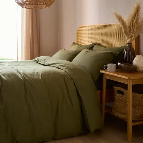 Duvet Cover Set with Pillowcase - Olive, Cotton