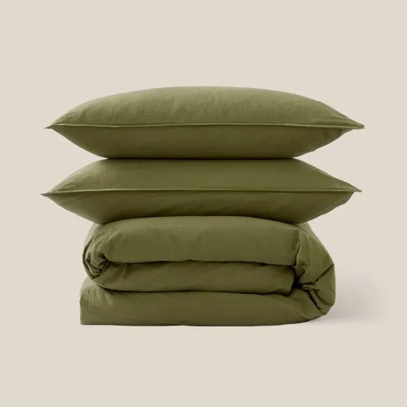 Duvet Cover Set with Pillowcase - Olive, Cotton