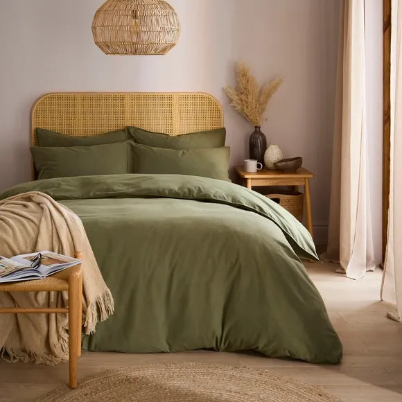 Duvet Cover Set with Pillowcase - Olive, Cotton