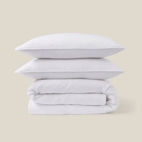 Duvet Cover Set with Pillowcase - White, Cotton