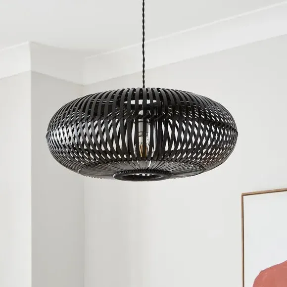 Easy Fit Pendant Shade - Black, Bamboo