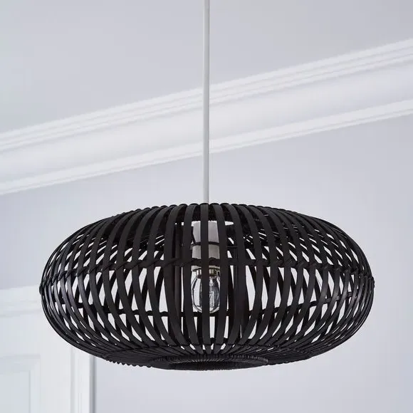 Easy Fit Pendant Shade - Black, Bamboo