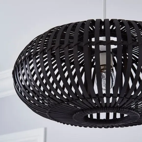 Easy Fit Pendant Shade - Black, Bamboo