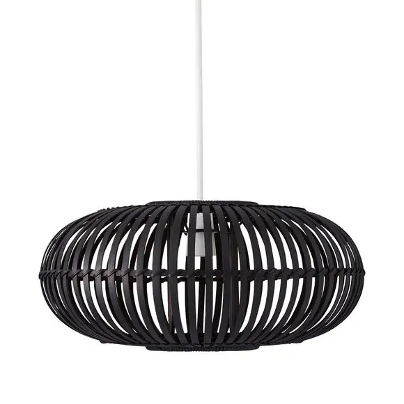 Easy Fit Pendant Shade - Black, Bamboo