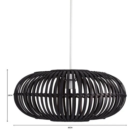 Easy Fit Pendant Shade - Black, Bamboo
