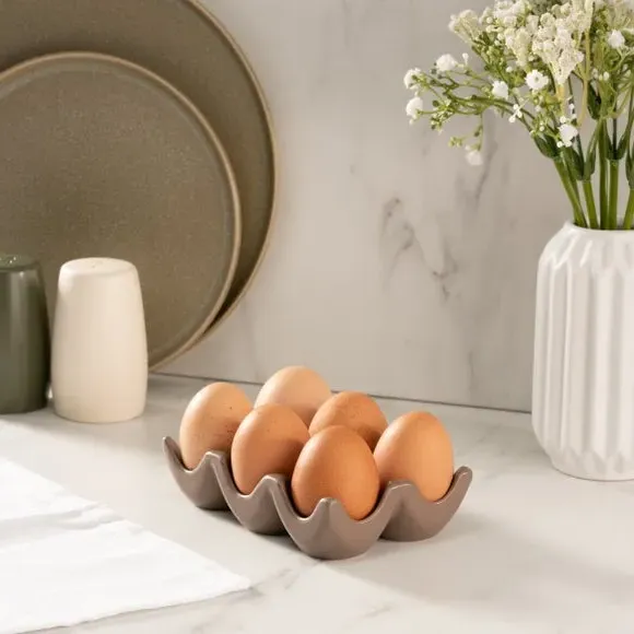 Egg Holder - Brown, Stoneware image