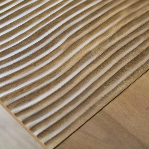 Extending Dining Table with Ribbed Leaf - Mango Wood