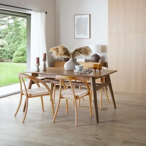 Extending Dining Table with Ribbed Leaf - Mango Wood image