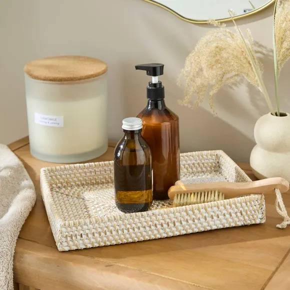 Flat Tray - White, Rattan image
