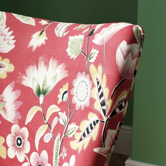 Floral Print Armchair - Red, Fabric