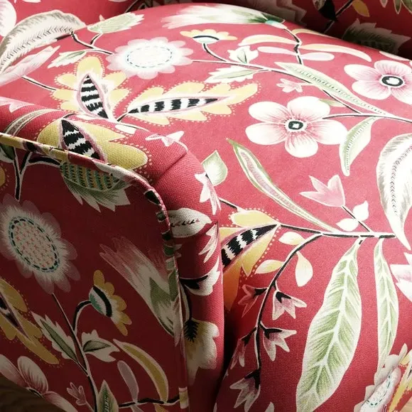 Floral Print Armchair - Red, Fabric