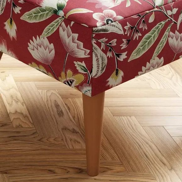 Footstool with Floral Print - Red, Fabric