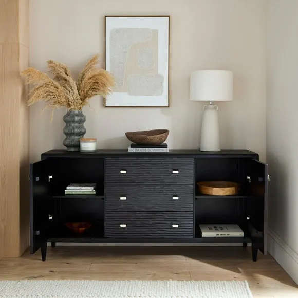 Large Sideboard with Hand Carved Detail - Black, Mango