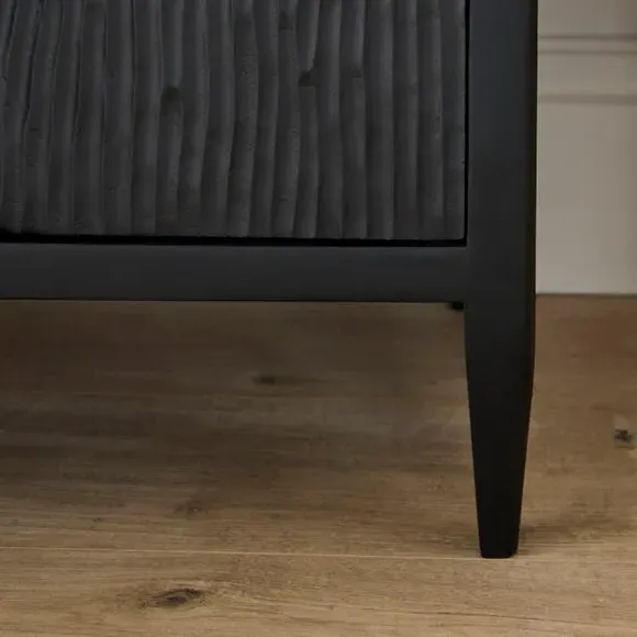 Large Sideboard with Hand Carved Detail - Black, Mango