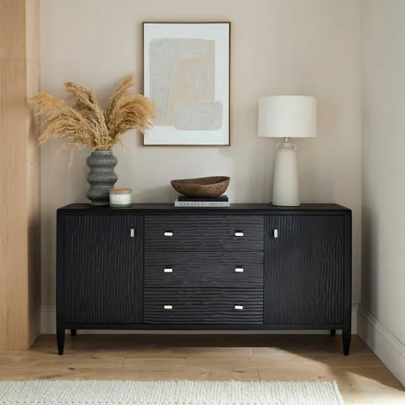 Large Sideboard with Hand Carved Detail - Black, Mango image