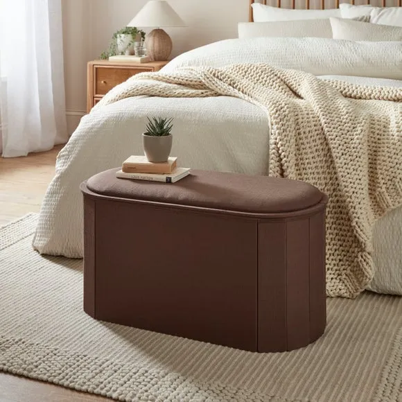 Lozenge Ottoman with Storage - Brown, Polyester