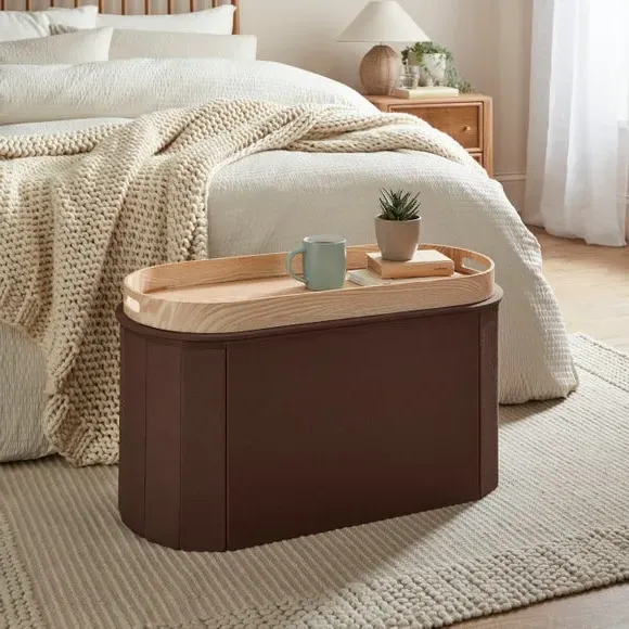 Lozenge Ottoman with Storage - Brown, Polyester image