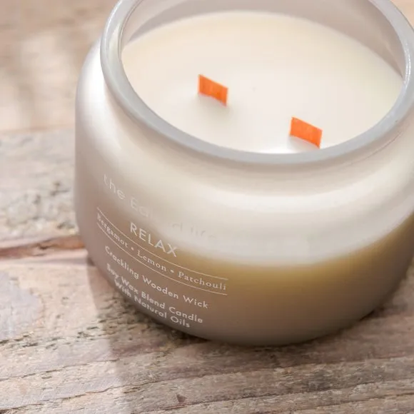 Multi Wick Crackle Candle - Grey, Glass