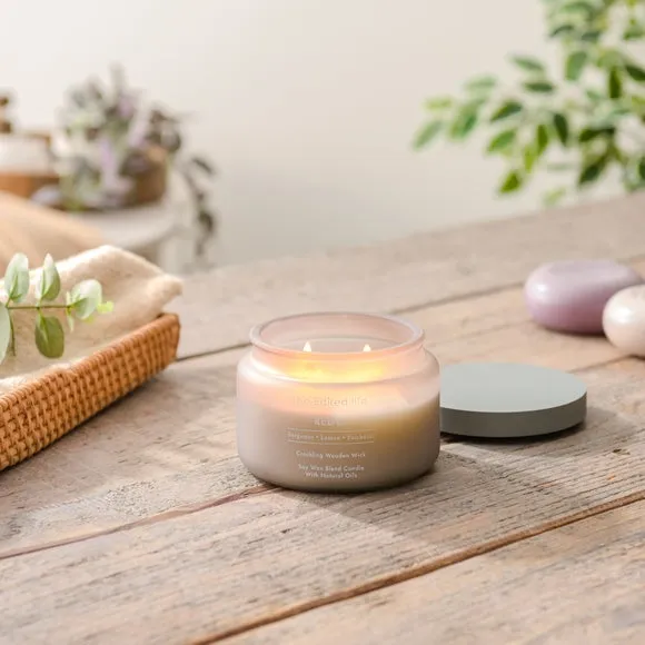Multi Wick Crackle Candle - Grey, Glass image