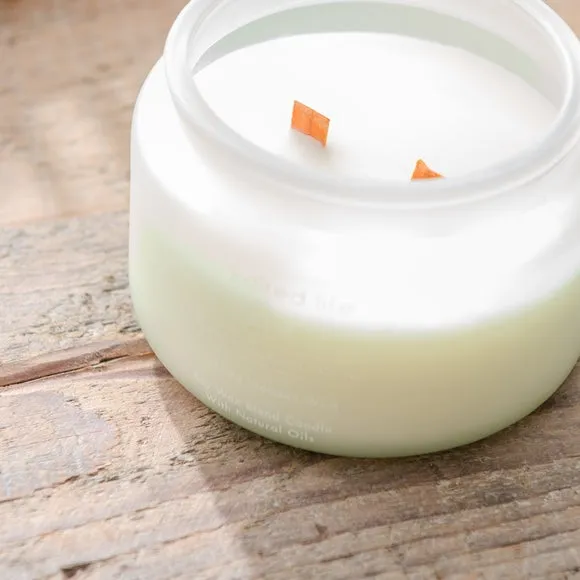 Multi Wick Crackle Candle - White, Glass