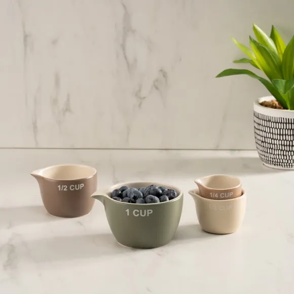 Nesting Measuring Cups Set - Green, Stoneware