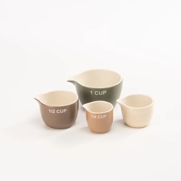 Nesting Measuring Cups Set - Green, Stoneware