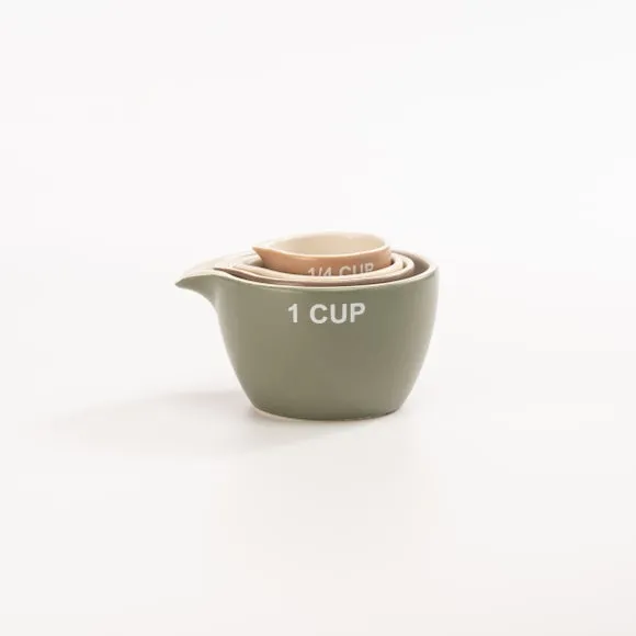 Nesting Measuring Cups Set - Green, Stoneware