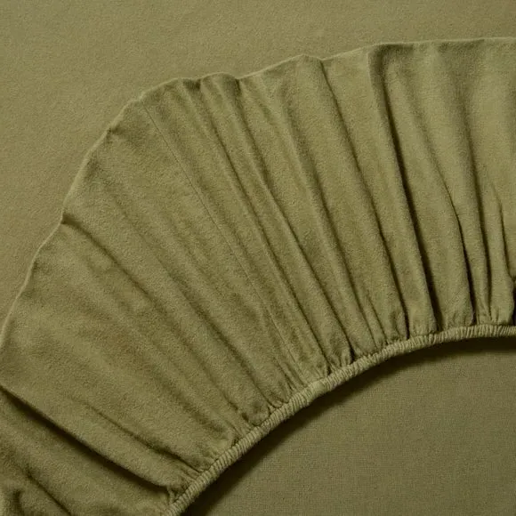 Organic Brushed Cotton Fitted Sheet - Olive