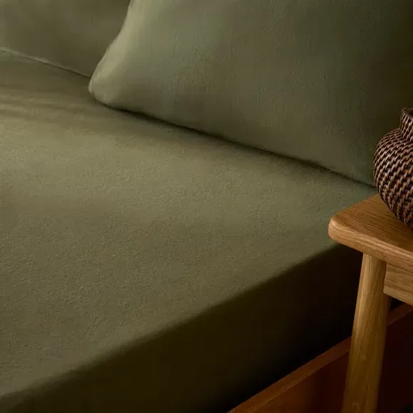 Organic Brushed Cotton Fitted Sheet - Olive