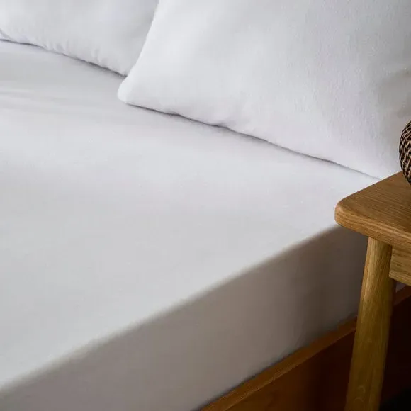 Organic Brushed Cotton Fitted Sheet - White
