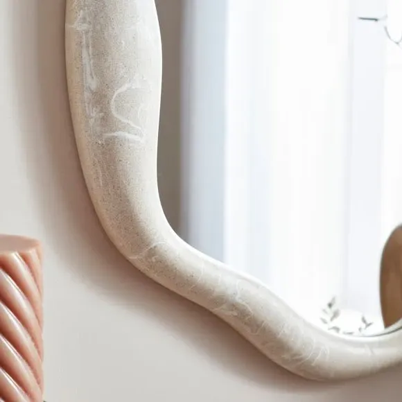 Organic Wall Mirror - Natural, Marble Texture