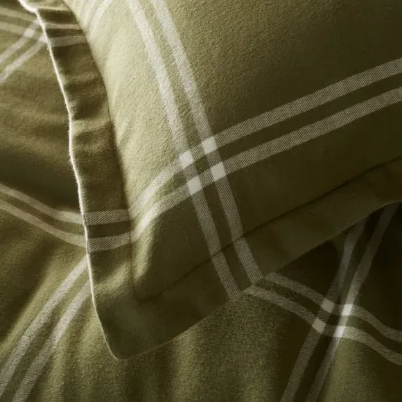 Oxford Pillowcase Check Pattern - Natural, Cotton
