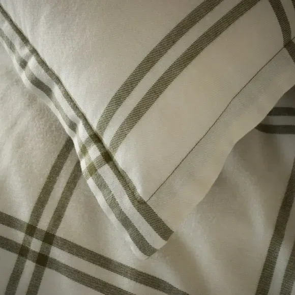 Oxford Pillowcase Check Pattern - Natural, Cotton