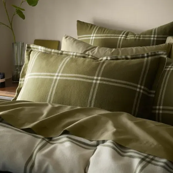 Oxford Pillowcase Check Pattern - Natural, Cotton image
